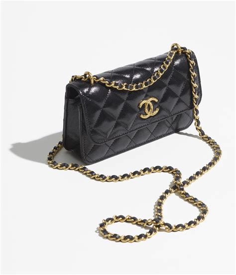 flap phone holder with chain chanel|black chanel bag with chain.